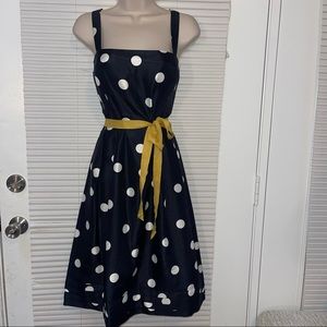 Jessica Howard Navy Blue Dress With White Polka Dots